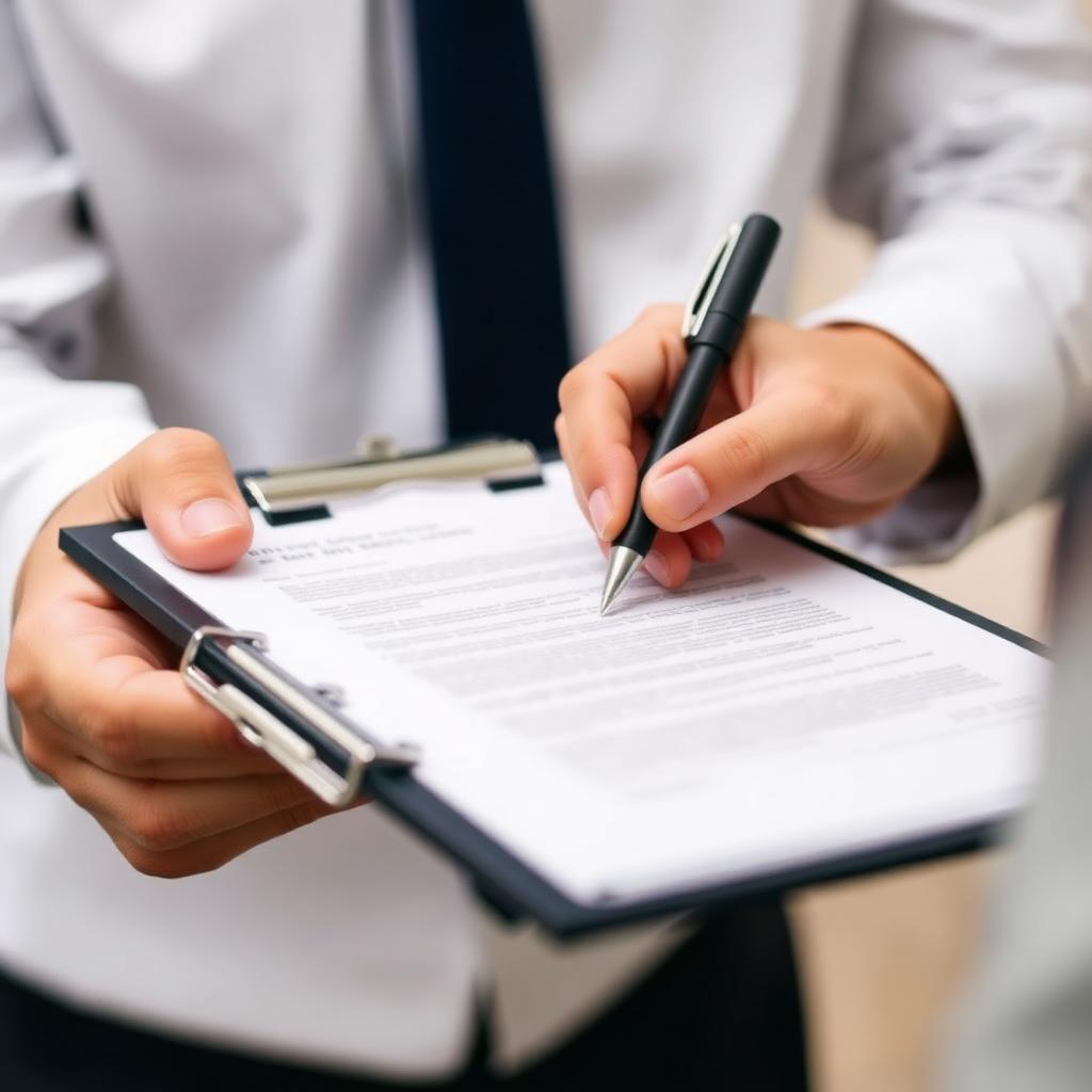 Firma del preventivo su una cartellina