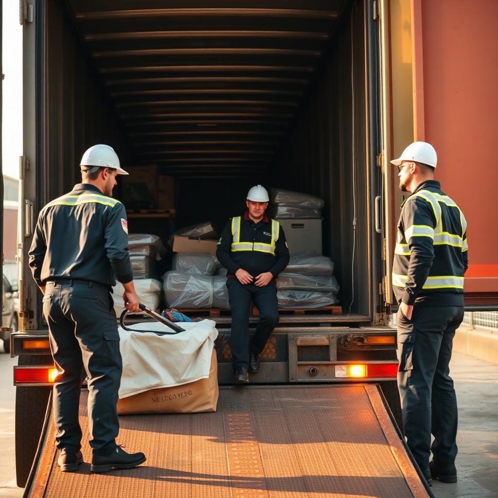 Squadra al lavoro durante il carico di un mezzo